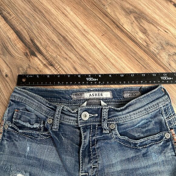 BKE Denim Jeans Womens 28S Blue "ASHER" Straight Leg Distressed Wash Washed - Picture 4 of 12